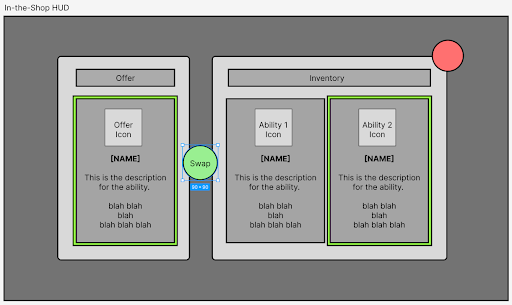 Ability screen wireframe, second pass